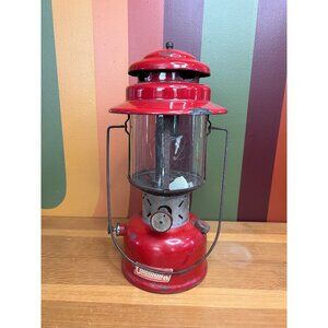 Vintage Coleman lantern model 220E red Canada glass globe camping light